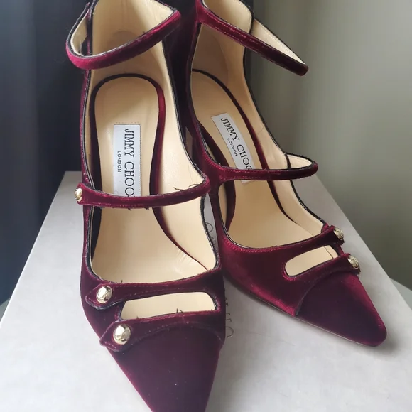 JIMMY CHOOLacey Velvet Mary Jane Pumps Size 36.5 - Picture 1 of 3